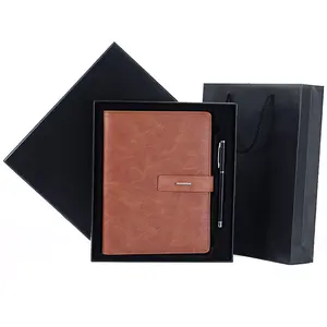 Organizador de cuero planificador Combo de gama alta de negocios A5 cuaderno regalo logotipo personalizado papelería conjunto de regalo de negocios