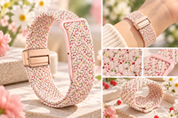 Strap jam tangan nilon magnetik Google Fitbit Air, tali jam elastis yang dapat disesuaikan, pita tenun lembut, kustom OEM ODM