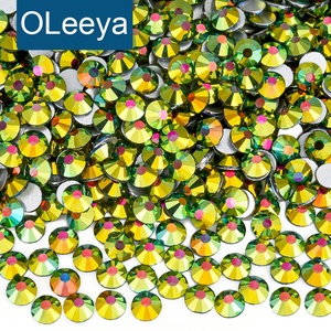 Strass en verre cristal émeraude magique OLeeya SS6-SS30 pour nail art, non thermocollants, à coller, décorations pour ongles - Product Image 1