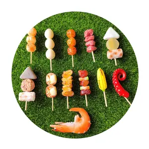 Big Size Simulatie Korea Teppan Pvc Voedsel Miniaturen Kunstmatige Kwartel Rggs Inktvis Vlees Kebab Craft Voor Sleutelhanger Maken