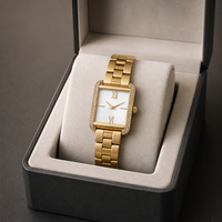 Montre à quartz de luxe pour femmes, boîtier rectangulaire, mouvement japonais, bracelet en cuir minimaliste rétro