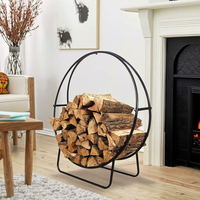 Zhongpin haute qualité solide robuste 40 pouces noir bois de chauffage bûche support cerceau rond fer bûche cercle bois de chauffage support