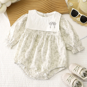 Tutina con Colletto Peter Pan per Neonata 0-24 Mesi, Body a Maniche Lunghe con Volant, Jumpsuit Casual Invernale per Bambine - Product Image 3