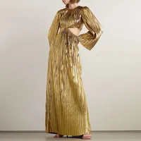 Abiti casual moda francese elegante per le donne estate oro con paillettes vestito da passerella bavero monopetto a maniche lunghe vestito da camicia
