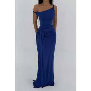 Vestido de Noche Formal Navy Rowen Talla XL, Estilo A-Line, Vestido de Gala con Patrón Bordado, Cuello Redondo con Lazo, Estilo Imperio con Perlas, para Fiesta o Boda - Product Image 4