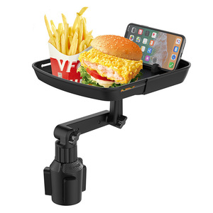Nampan Mobil Meja Minuman Pemegang Lipat Disesuaikan dengan Penjepit Dudukan Telepon <span class=keywords><strong>Mount</strong></span> Meja Makanan Mobil untuk Cangkir Minuman Botol Putar - Product Image 1