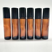 Vente flash - Flacons à bille en verre ambré avec bouchons en plastique - Flacons à bille vides pour huile essentielle, parfum, stockage de liquides