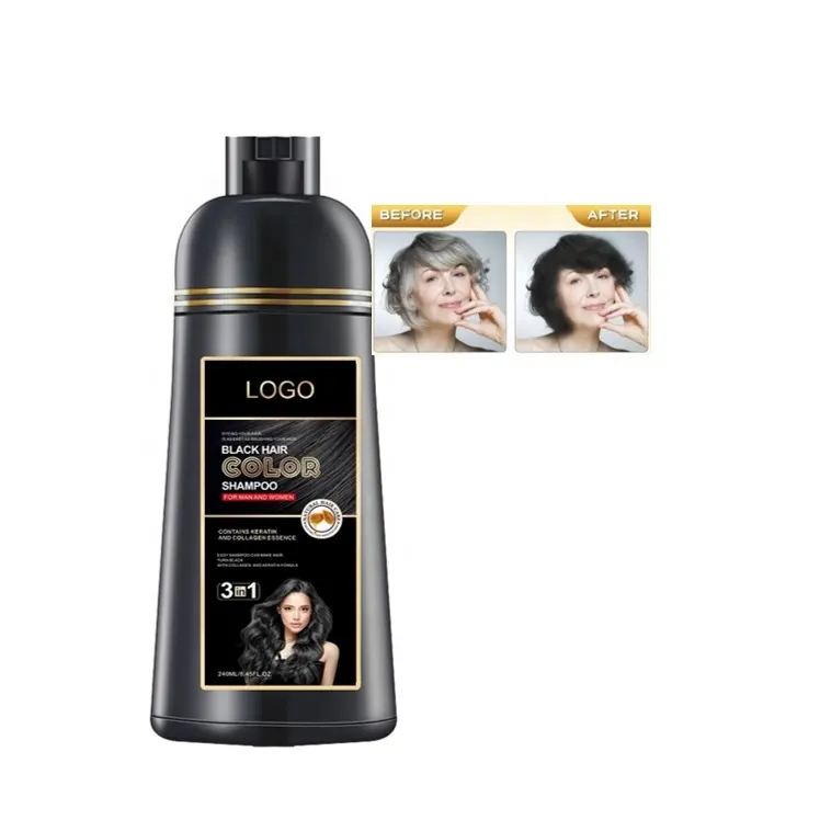 Hersteller Schnellverschluss grau chemisch frei hautfreundlich natürlich schwarz Haarfarbstoff Shampoo 500 ml