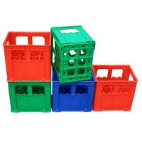 Caisse en plastique HDPE solide SHUNMEI, couleur personnalisée pour 24 bouteilles de vin, de boissons, de bière, style boîte, durable, empilable, personnalisable