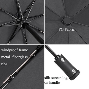 21" 23" Custom Umbrella Logo Printing LED Light Handle Three-Folding Fiberglass <b>Frame</b> High Quality Travel Agency Promotional - Product Image 5