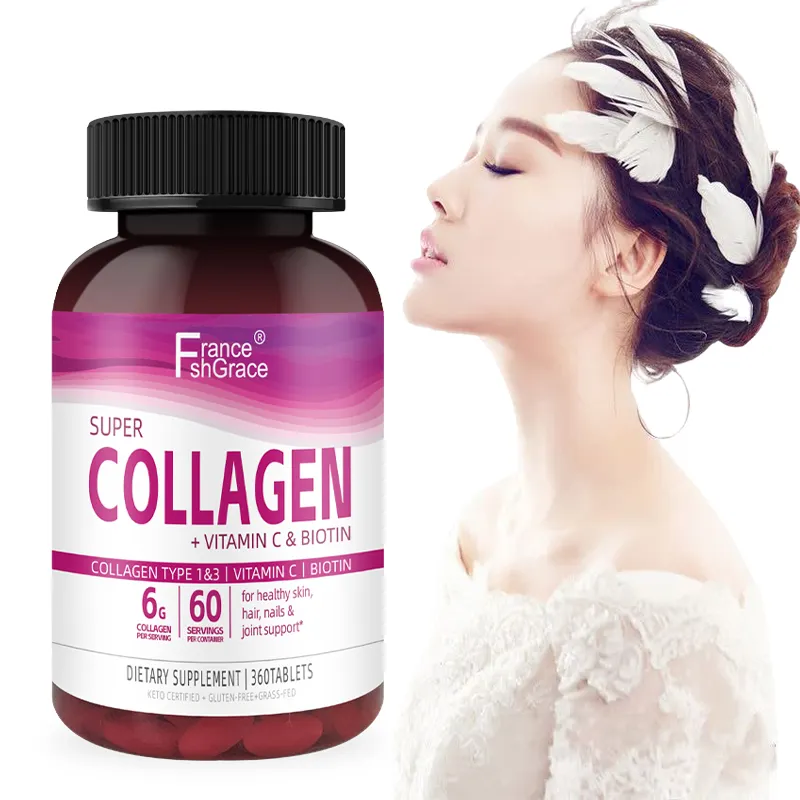 360 compresse peptidi di collagene compresse vitamina C biotina promuove capelli sani bella pelle supporto per unghie integratore alimentare