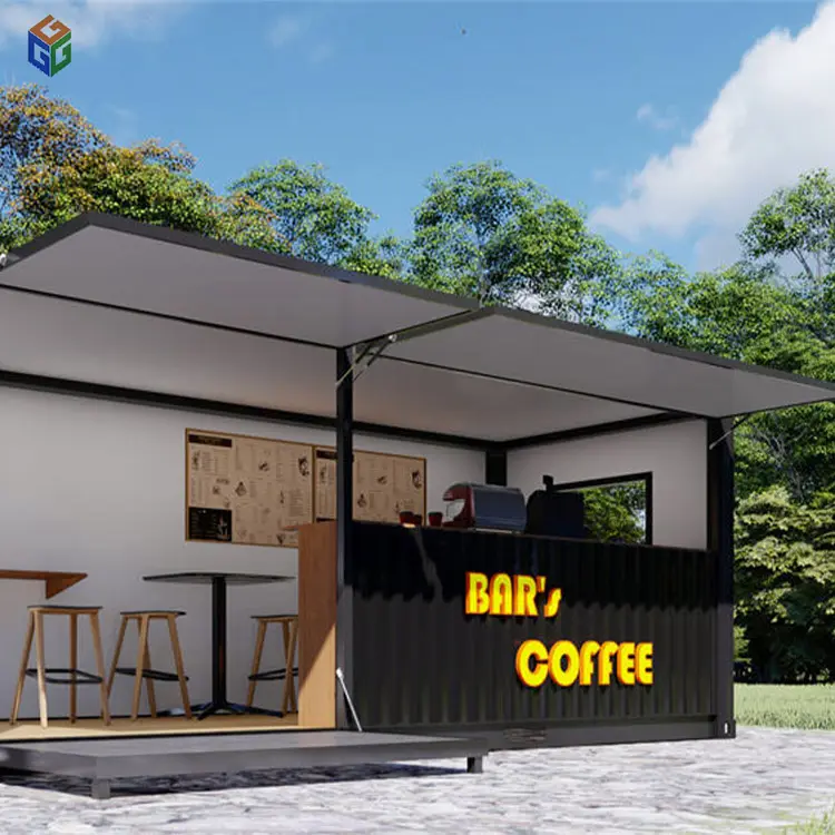 Barato 20ft moderno personalizado pré-fabricado mini café edifício Modular bar portátil Prefabricate Flat Pack Container casa para venda