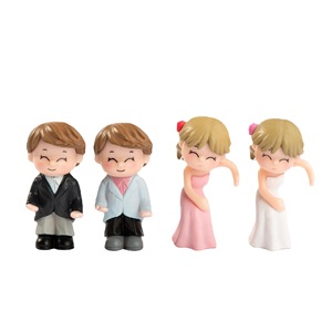 Miniature Cartoon <b>Doll</b> Figurines Wedding Couple Cake Decorations PVC Hugging Pair Blue Pink Black White D1275 - Product Image 1