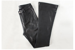 Pantalones acampanados de cuero sintético para mujer, a la moda de cintura alta pantalón largo, color negro, Y2K, <span class=keywords><strong>2022</strong></span> - Product Image 6