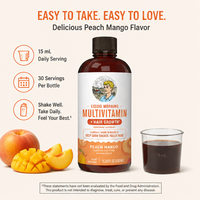 Multivitamine liquide OEM + Mangue Pêche pour la croissance des cheveux avec Biotine 10000mcg Favorise des cheveux plus épais et plus volumineux et une peau plus lisse pour les femmes