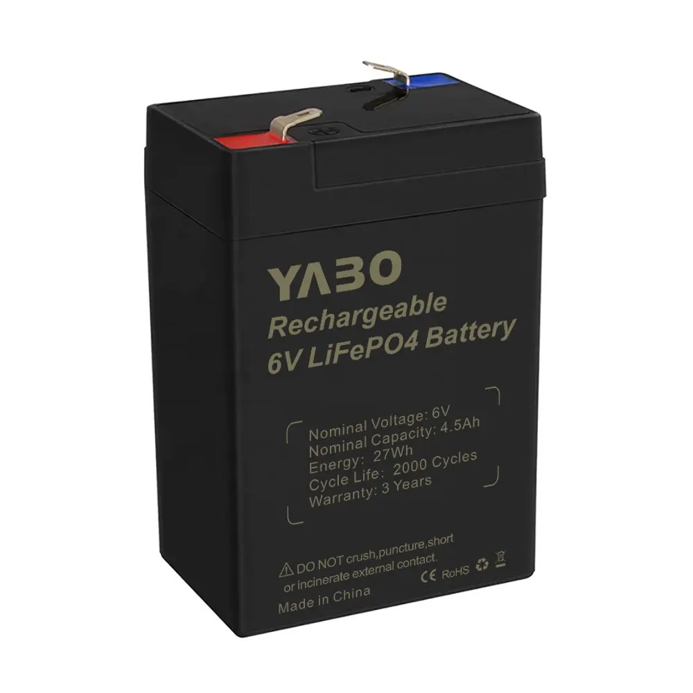 Batterie de remplacement au plomb, énergie solaire Rechargeable 6V 4,5 ah, batterie avec chargeur pour éclairage/ups/cctv/appareils ménagers