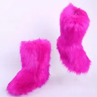 wholesale winter women girls big long snow boots warm faux fox fur boots set