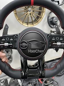 Volant en fibre <span class=keywords><strong>de</strong></span> carbone véritable cousu à la main style AMG, conserve le régulateur <span class=keywords><strong>de</strong></span> <span class=keywords><strong>vitesse</strong></span> pour les modèles classiques Mercedes W204 W211 - Product Image 2
