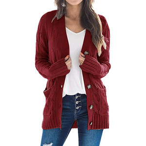 Solid Color Pockets Casual Women <b>Cardigan</b> <b>Sweater</b> Coat Fashion - Product Image 6