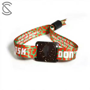 Bracelet NFC réglable en polyester RPET fait main, certifié écologique, coquille de noix de coco, puces NTAG213/216, ISO 14443A, carte de membre - Product Image 1