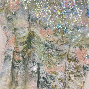 Lihuan Bán Buôn 100% Polyester In Ren Sequin Thêu Vải Với Long Lanh Căng Lưới Sequin Vải Cho Ăn Mặc - Product Image 3