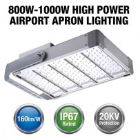 Éclairage d'enceinte aéroportuaire IP67 800W-1000W Projecteur LED résistant à la saleté 160Lm/W Optique asymétrique CRI 70 Garantie 5 ans Contrôle par application