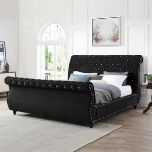 Quarto Set Otomano Bed Space Saving Trenó barato Caixa De Madeira Bed Design Califórnia King Bed