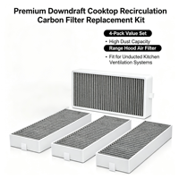 4 Paket Filter Karbon Aktif untuk Penghisap Asap Tanpa Saluran 192x75x35mm Pengganti Filter Udara Ekstraktor Kompor Downdraft