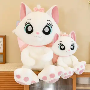定制莱文毛绒玛丽猫粉色白色毛绒玩具可爱毛绒动物白猫毛绒玩具