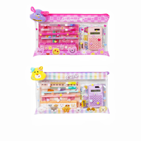 Set de papeterie personnalisé pour la Saint-Valentin pour enfants avec calculatrice pour ordinateur portable règle stylos autocollants en PVC pochette thème chien mignon cadeau scolaire