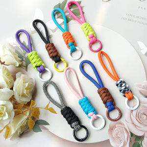 Hot Creative Braided Nylon Lanyard Keychain for Phone Case Women Anti Lost Knot Rope Strap Car Key Chains Diy Accessories