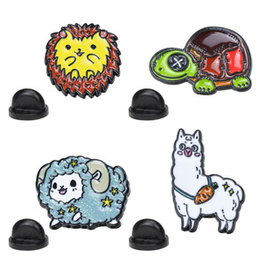 Nuova Spilla a Forma di Alpaca, Leone e Tartaruga in Stile Cartone Animato, Decorazione per Borse Bambini, con Glitter e Smalto, Spilla da Bavero - Product Image 1
