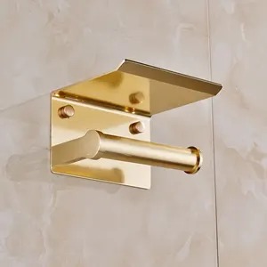 Ruimte Aluminium Zelfklevende Gouden Toiletpapierhouder Met Plank Toiletpapierrolhouder Toiletrolhouder