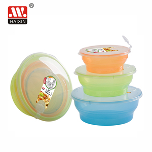 Juego de 3 Recipientes Plegables <span class=keywords><strong>para</strong></span> Almacenamiento de Alimentos, 0.6L/1.15L/1.9L, Apilables, Libres de BPA, de Plástico PP, Ajustables y Plegables, <span class=keywords><strong>para</strong></span> Cocina y Hogar - Product Image 1