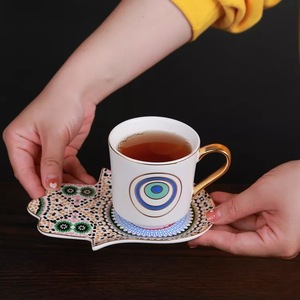Fashion New Turkey Evil Eye Coffee Mug Set Saucer <b>Milk</b> Ceramic Mugs Afternoon Tea Cup - Product Image 5