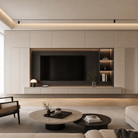 Meuble TV contemporain élégant en contreplaqué pour HDB et hôtels de Singapour, OEM ODM, armoire de salon de haute qualité