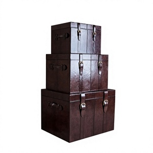 Vintage Leather Classic Rectangular Jewelry <b>Box</b> with Lid Hinged Design <b>Beige</b> Brown Multifunction <b>Storage</b> Organizer Hampers - Product Image 3
