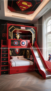 <span class=keywords><strong>Lit</strong></span> pour enfants, chambre d'<span class=keywords><strong>enfant</strong></span> sur le thème du héros garçon, noir et rouge, design créatif AI, <span class=keywords><strong>lit</strong></span> superposé pour chambre d'<span class=keywords><strong>enfant</strong></span>, fabrication haut de gamme - Product Image 3