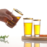 Verre à shot en verre transparent multi-styles avec couvercle doré, idéal pour le whisky, le vin, comme porte-bougie, pour la décoration de la maison, du bar ou de la table de fête