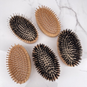 Cepillo Ovalado de Madera de Haya Natural para Mujer y Peine de Masaje con Cerdas de Jabalí y Cojín para un Mejor Cuidado del Cabello - Product Image 2
