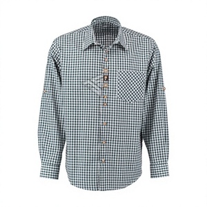 Chemise bavaroise de haute qualité à prix abordable, col rabattu, à carreaux, teinte en fil, infroissable, séchage rapide, décontractée élégante, manches longues - Product Image 1