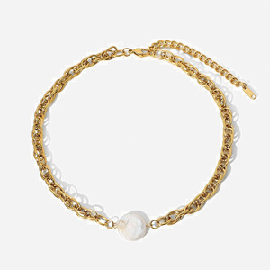 Collar de cadena dorada con colgante de perlas para mujer, joyería de moda, material de aleación de zinc JDN20356 - Product Image 1