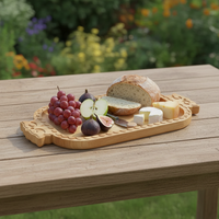 Plateau à fruits en bois massif sculpté rectangulaire, plateau de service à pain, plateau à bougies sculpté à la main, plateau de barbecue et boîte à bijoux