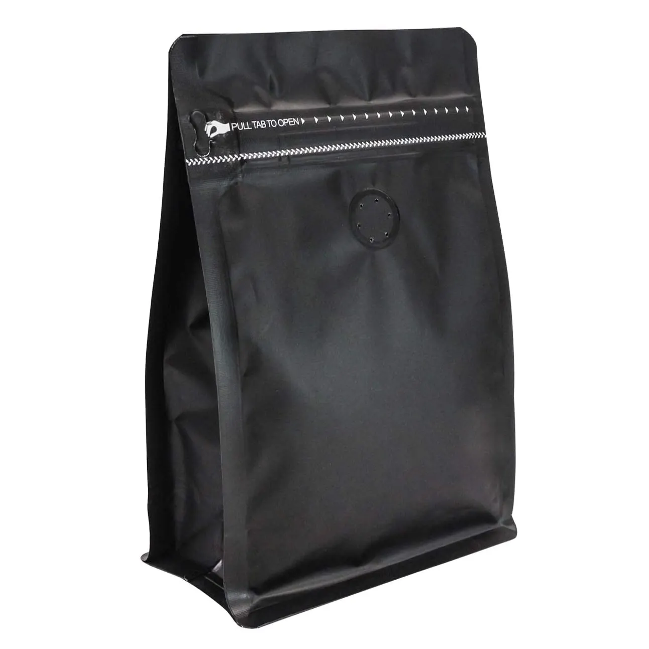 Square Bottom Stand Up food mylar Pouches Custom Aluminum Foil High Barrier bags 8 OZ Black matt black coffee bag with Valve