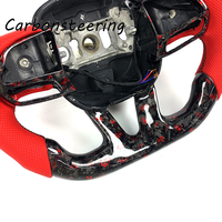 Volant de course en fibre de carbone forgée rouge pour Dodge Hellcat SRT Charger/Challenger, design intérieur performance à fond plat