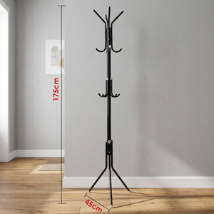 Minimalist <b>Standing</b> Metal <b>Coat</b> Rack With Height Adjustable Hooks For Living Room Storage - Product Image 5