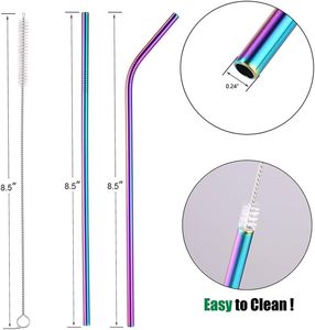 Reusable Portable 304 Stainless Steel Eco-Friendly <b>Drinking</b> <b>Straw</b> Set with Cleaning Brush & Bag - Product Image 2