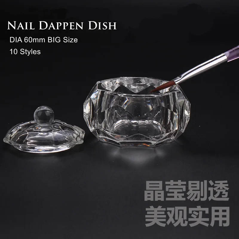 Hot Selling Große große Glas becher Kristall pulver Unitech für Acryl Dappen Dish Nail
