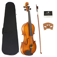 Violon professionnel HV04B OEM fait main en bois massif taille 4/4 avec accastillages en ébène - Instrument de musique professionnel