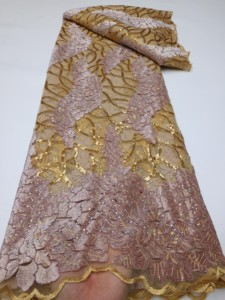 NI.AI Hot Sales LY921 French <strong>Velvet</strong> <strong>Lace</strong> Luxury Sequin <strong>Lace</strong> Rhinestone <strong>Lace</strong> Fabric for Wedding Dress - Product Image 5